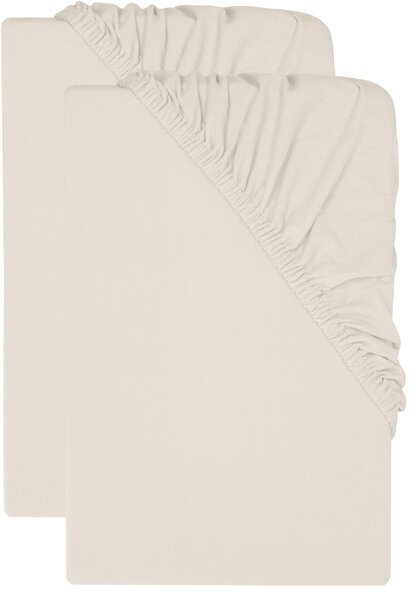 Livarno® Sada žerzejových napínacích prostěradel s podílem lnu, 90–100 x 200 cm, 2dílná, písková (800013630)