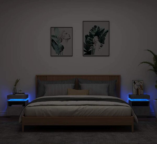 VidaXL Noční stolky s LED osvětlením 2 ks 40x39x48,5 cm [836785] Barva: Černá