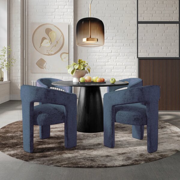 LivinHill Designové čalouněné jídelní křeslo Leith tmavě modré
