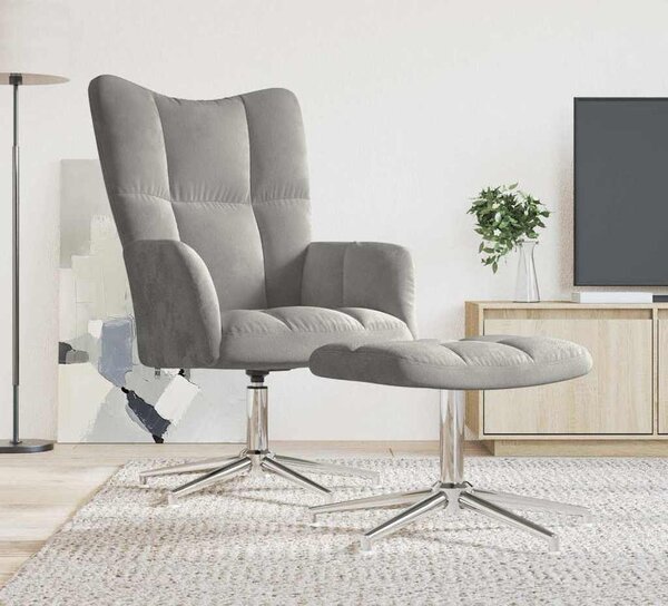 VidaXL Relaxační křeslo se stoličkou samet, výška sedáku od země 42 cm [328129] Barva: Růžová