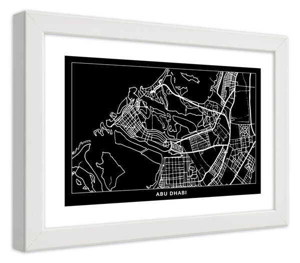 Plakát City plan Abu Dhabi Barva rámu: Bílá, Rozměry: 100 x 70 cm