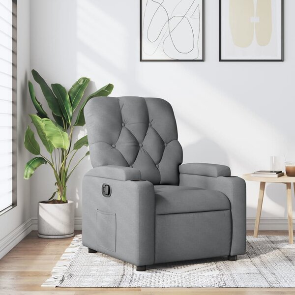 VidaXL Polohovací křeslo textil, výška sedáku od země 42–44 cm [372484] Barva: Tmavě šedá