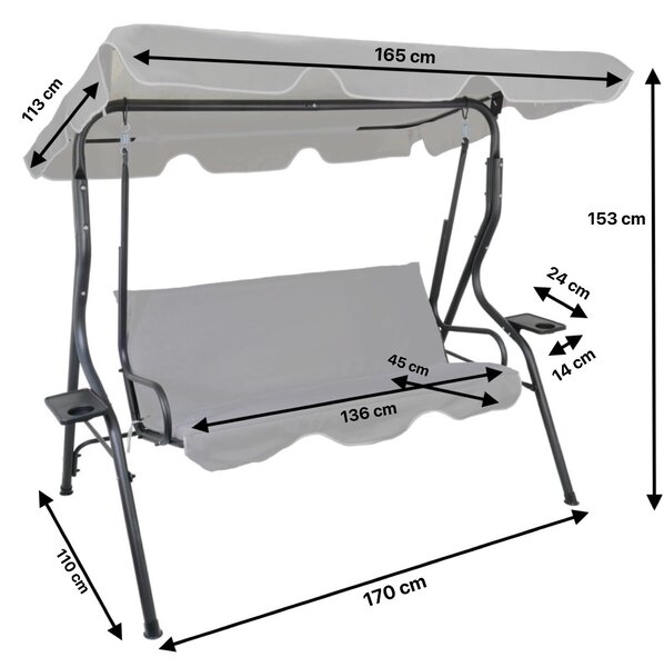 Garden Line Zahradní houpačka DOLLI 170 cm šedá