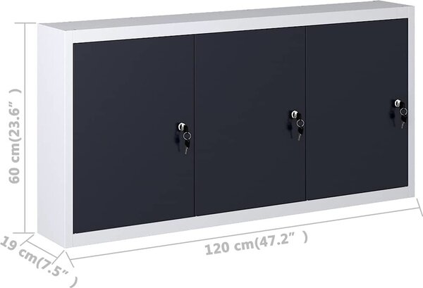 VidaXL Nástěnná skříň na nářadí industriální styl kov šedo-černá [145353] Velikost: 40 x 19 x 60 cm