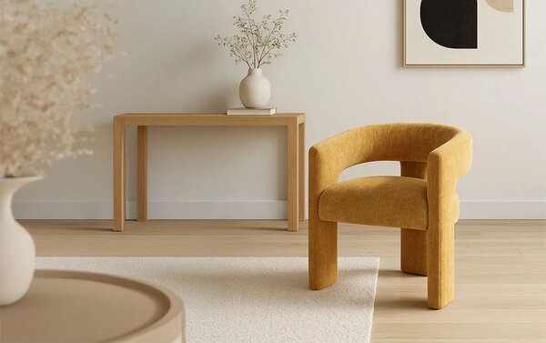 LivinHill Designové čalouněné jídelní křeslo Leith zlatooranžové
