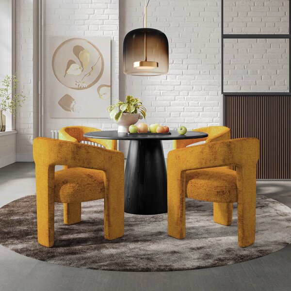 LivinHill Designové čalouněné jídelní křeslo Leith zlatooranžové