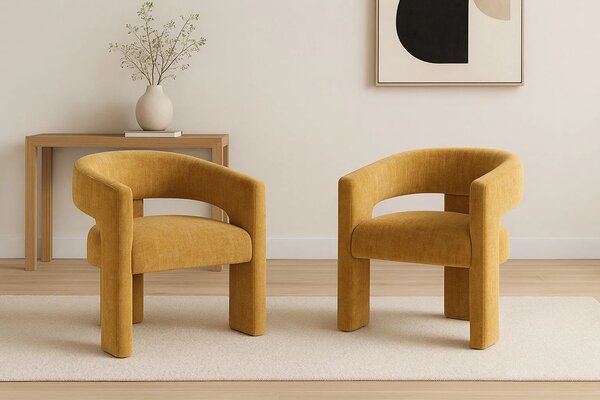 LivinHill Designové čalouněné jídelní křeslo Leith zlatooranžové