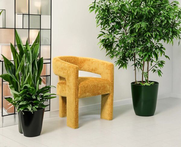 LivinHill Designové čalouněné jídelní křeslo Leith zlatooranžové