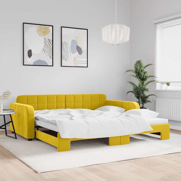 VidaXL Válenda s přistýlkou samet, výška noh 5 cm [3196940] Barva: světle šedá, Velikost: 90 x 190 cm