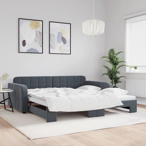VidaXL Válenda s přistýlkou samet, výška noh 5 cm [3196940] Barva: světle šedá, Velikost: 90 x 190 cm