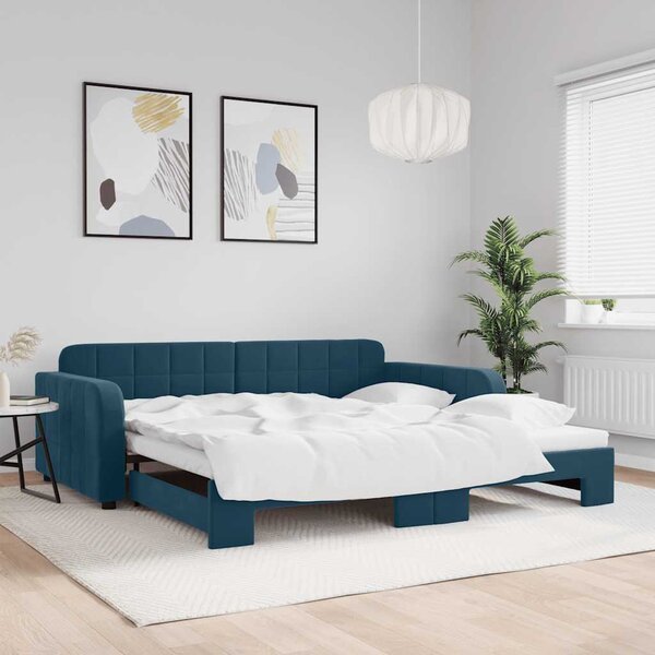 VidaXL Válenda s přistýlkou samet, výška noh 5 cm [3196940] Barva: světle šedá, Velikost: 90 x 190 cm