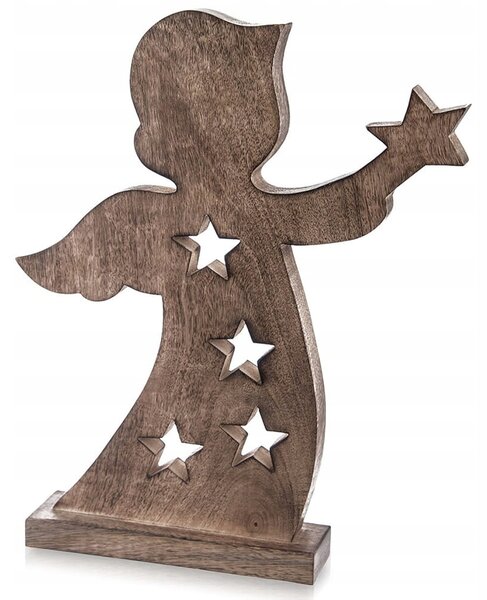 Dřevěný ANDĚL figurka anděla dekorativní ozdobná stojící figurka 43 cm