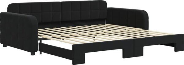 VidaXL Válenda s přistýlkou samet, výška noh 5 cm [3196940] Barva: světle šedá, Velikost: 90 x 190 cm