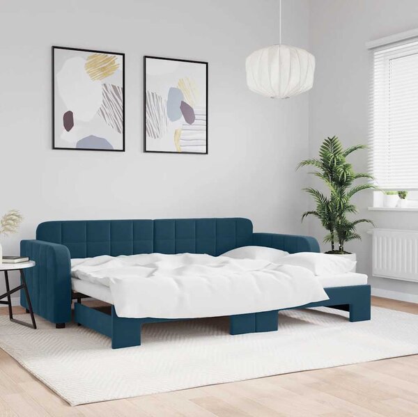 VidaXL Válenda s přistýlkou samet, výška noh 5 cm [3196940] Barva: světle šedá, Velikost: 90 x 190 cm