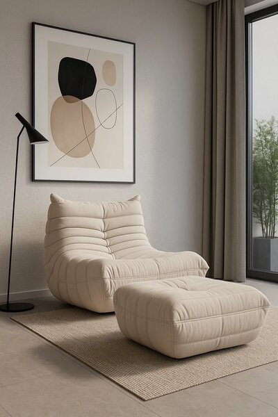 LivinHill Designové křeslo Nua samet béžové
