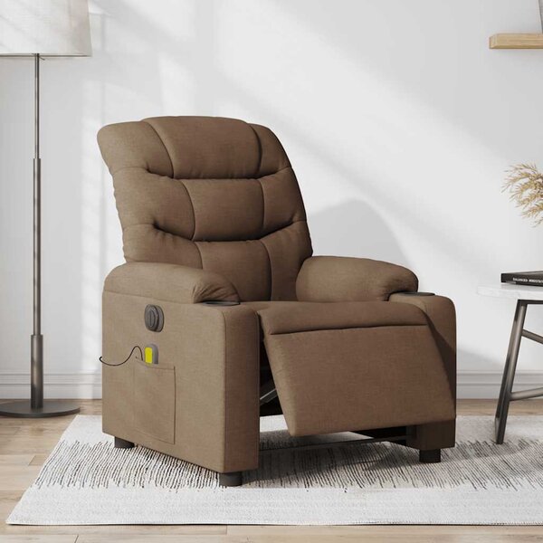 VidaXL Elektrické masážní polohovací křeslo textil, rozměry ve vzpřímené poloze 75,5 x 93 x 99,5 cm [3206636] Barva: Tmavě zelená