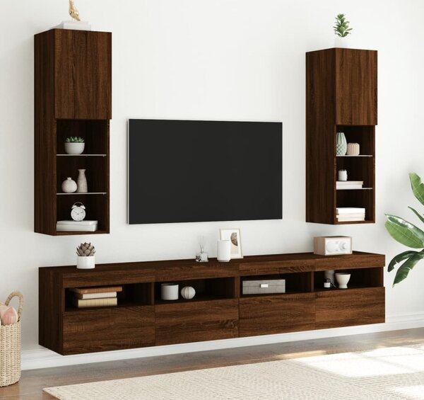 VidaXL TV skříňky s LED osvětlením 2 ks [837022] Barva: kouřový dub, Velikost: 40,5 x 30 x 90 cm