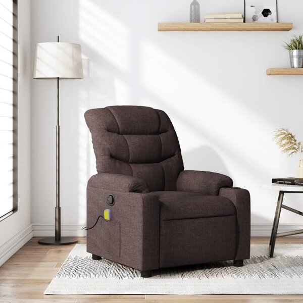 VidaXL Masážní polohovací křeslo textil, rozměry ve vzpřímené poloze 75,5 x 93 x 99,5 cm [374156] Barva: Tmavě šedá