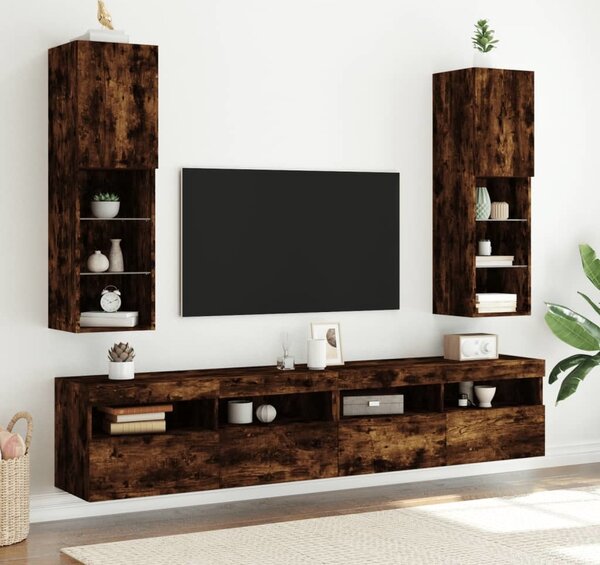 VidaXL TV skříňky s LED osvětlením 2 ks [837022] Barva: kouřový dub, Velikost: 40,5 x 30 x 90 cm