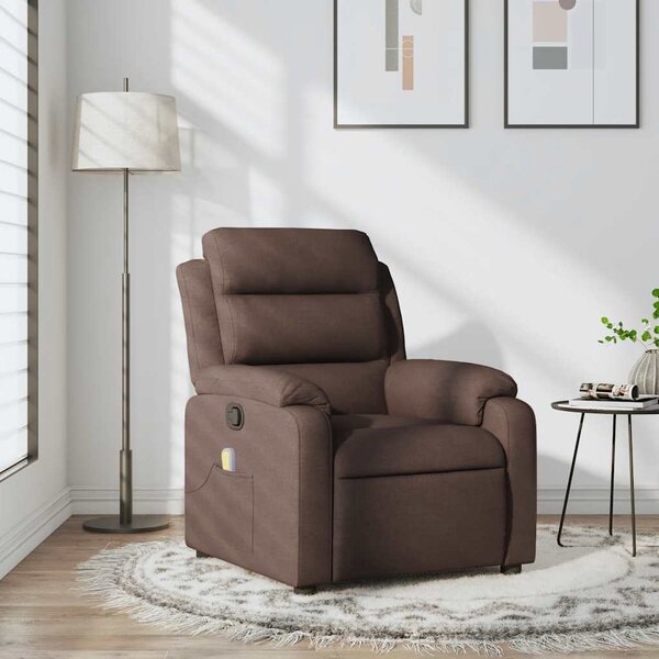 VidaXL Masážní polohovací křeslo textil, rozměry ve vzpřímené poloze 75 x 92,5 x 100 cm [373475] Barva: Tmavě šedá