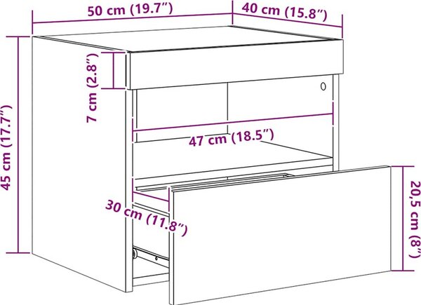 VidaXL Noční stolek s LED osvětlením 50 x 40 x 45 cm [836763] Barva: Bílá