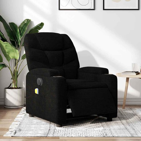 VidaXL Elektrické masážní polohovací křeslo textil, rozměry ve vzpřímené poloze 74 x 89 x 100 cm [3204589] Barva: Tmavě šedá