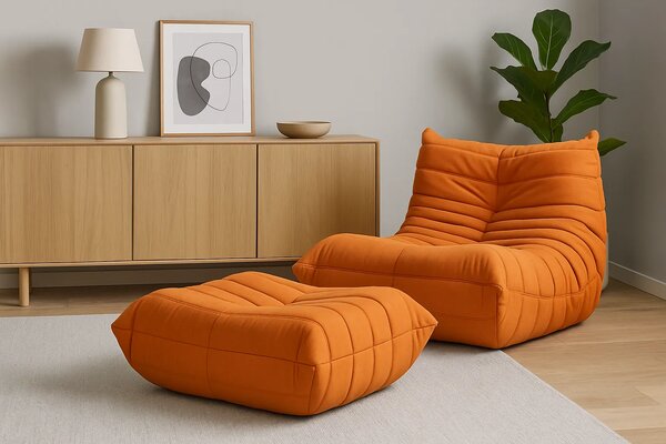 LivinHill Designové křeslo Nua samet oranžové