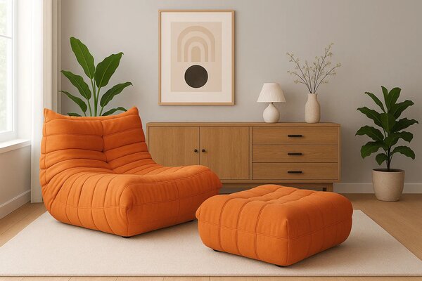 LivinHill Designové křeslo Nua samet oranžové