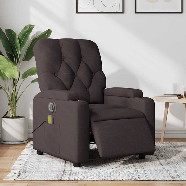 VidaXL Elektrické masážní polohovací křeslo textil, rozměry ve vzpřímené poloze 74 x 86,5 x 93,5 cm [3204699] Barva: světle šedá