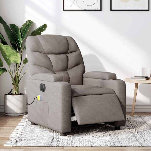 VidaXL Elektrické masážní polohovací křeslo textil, rozměry ve vzpřímené poloze 74 x 89 x 100 cm [3204589] Barva: Tmavě šedá