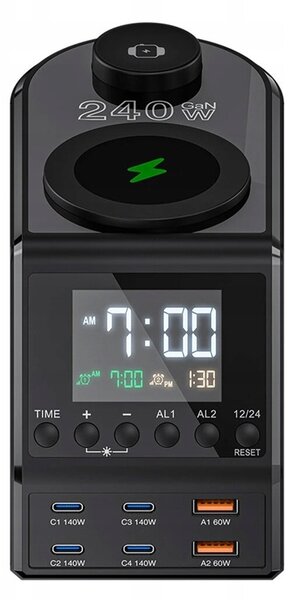 Budík s nabíječkou Blitzwolf BW-FW10 2xUSB-A, 4xUSB-C, 240W