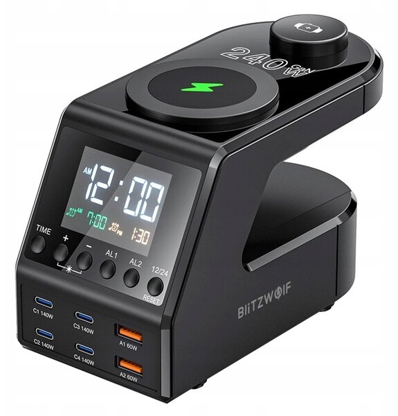 Budík s nabíječkou Blitzwolf BW-FW10 2xUSB-A, 4xUSB-C, 240W