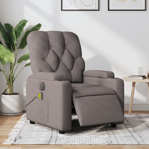 VidaXL Elektrické masážní polohovací křeslo textil, rozměry ve vzpřímené poloze 74 x 86,5 x 93,5 cm [3204699] Barva: světle šedá