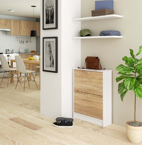 Ak furniture Botník Loroso hnědý/bílý