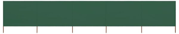 5dílná zástěna proti větru textil 600 x 160 cm zelená