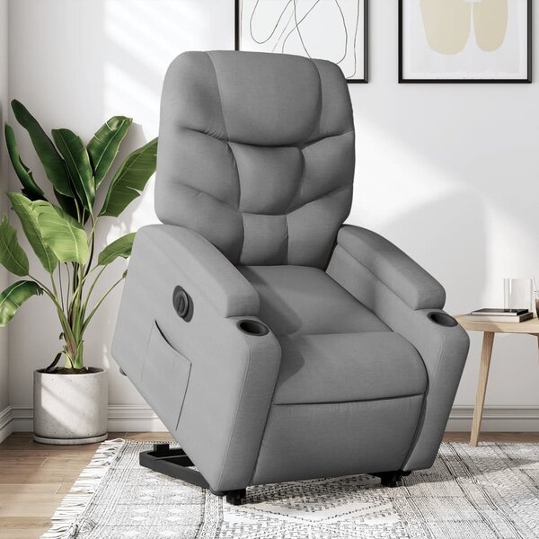 VidaXL Elektrické zvedací polohovací křeslo textil, rozměry ve vzpřímené poloze 74 x 89 x 100 cm [3204620] Barva: taupe
