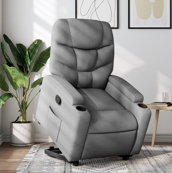 VidaXL Zvedací polohovací křeslo textil, rozměry ve vzpřímené poloze 74 x 89 x 100 cm [3204598] Barva: Tmavě šedá