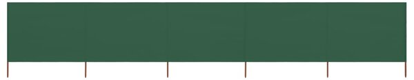 5dílná zástěna proti větru látková 600 x 80 cm zelená