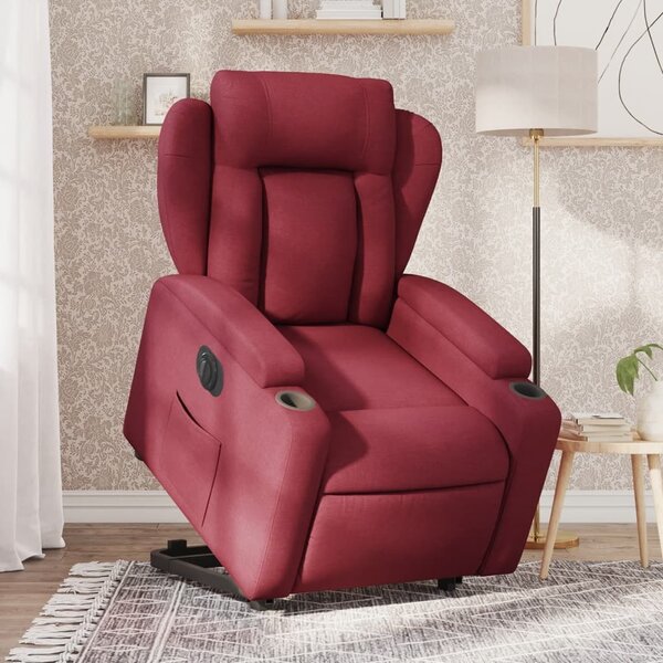 VidaXL Elektrické zvedací polohovací křeslo textil, rozměry ve vzpřímené poloze 77 x 94,5 x 100 cm [3204511] Barva: Tmavě zelená