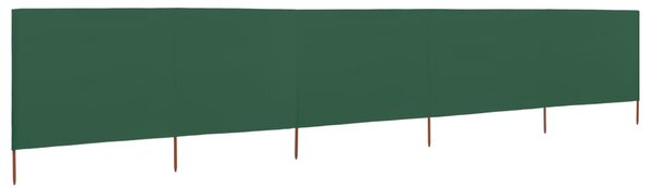 5dílná zástěna proti větru textil 600 x 160 cm zelená