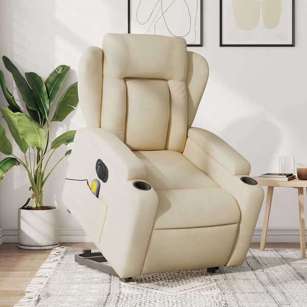 VidaXL Elektrické zvedací masážní polohovací křeslo textil, rozměry ve vzpřímené poloze 77 x 94,5 x 100 cm [3204524] Barva: Hnědá