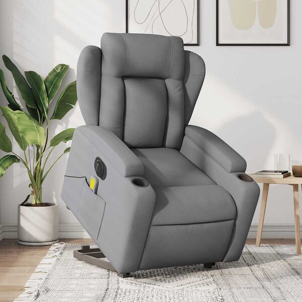 VidaXL Elektrické zvedací masážní polohovací křeslo textil, rozměry ve vzpřímené poloze 77 x 94,5 x 100 cm [3204524] Barva: Hnědá