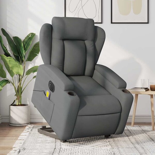 VidaXL Elektrické zvedací masážní polohovací křeslo textil, rozměry ve vzpřímené poloze 77 x 94,5 x 100 cm [3204524] Barva: Hnědá