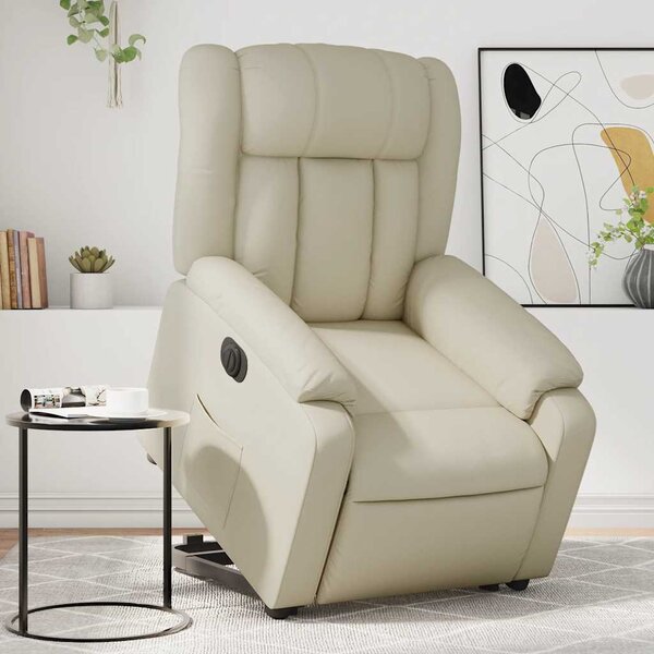 VidaXL Elektrické zvedací polohovací křeslo umělá kůže, rozměry ve vzpřímené poloze 78 x 92 x 98 cm [3205281] Barva: Šedá