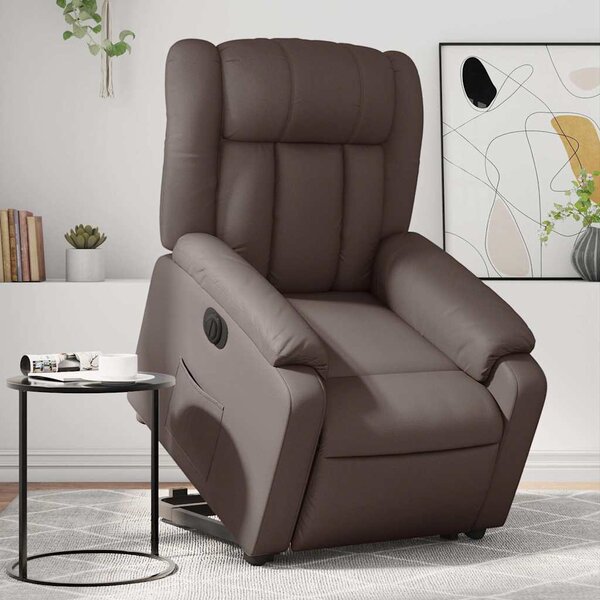 VidaXL Elektrické zvedací polohovací křeslo umělá kůže, rozměry ve vzpřímené poloze 78 x 92 x 98 cm [3205281] Barva: Šedá