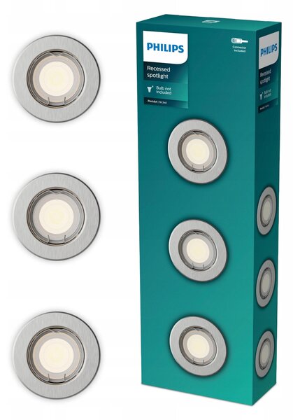 3x Halogenové podhledové svítidlo LED GU10 NIKIEL Peridot Philips