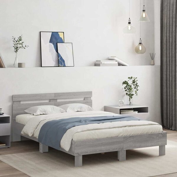 VidaXL Rám postele s čelem kompozitní dřevo [3207451] Barva: Bílá, Velikost: 140 x 200 cm (rám 203 x 145 x 70 cm)