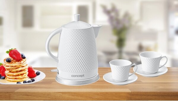 Concept RK0040-Rychlov. konvice 1,5 l 1500W/230V bílá/keramika + 2x šál. s podš