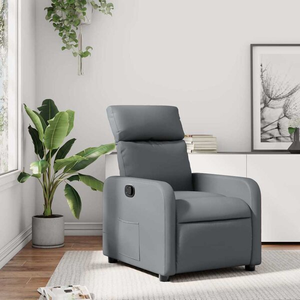 VidaXL Polohovací křeslo umělá kůže, rozměry ve vzpřímené poloze 66 x 89,5 x 95,5 cm [374188] Barva: Hnědá