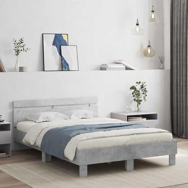 VidaXL Rám postele s čelem kompozitní dřevo [3207451] Barva: Bílá, Velikost: 140 x 200 cm (rám 203 x 145 x 70 cm)